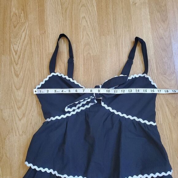 🌹 ONE AND ONLY 🌹 Tiered Front Tie Mini Dress - [Medium, Black] - Picture 8 of 13